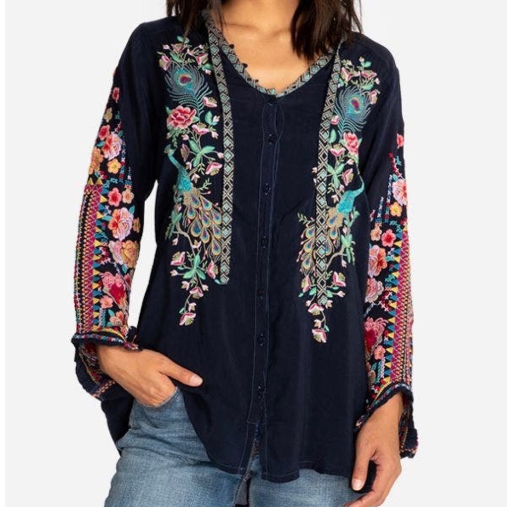 Johnny Was Peacock Sable Blouse